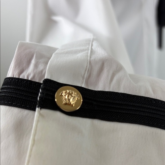 Versace White Button Down Shirt  Black & Gold Stud Accents Size M EU 44 NEW COA - Picture 14 of 17